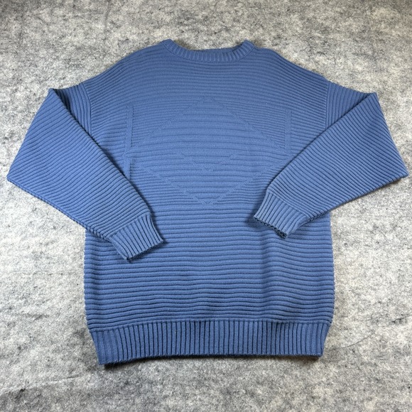 Vtg TOWN LONDON FOG Mens Sweater L USA Heather Blue Crew Neck Acrylic Grandpa - Picture 1 of 9